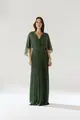 Vestido Festa Chiffon Plissado Decote Transpassado