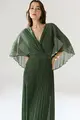Vestido Festa Chiffon Plissado Decote Transpassado
