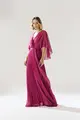 Vestido Festa Chiffon Plissado Decote Transpassado