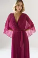 Vestido Festa Chiffon Plissado Decote Transpassado