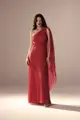 Vestido Festa Um Ombro Chiffon Plissado Detalhe Torcido