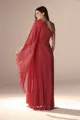 Vestido Festa Um Ombro Chiffon Plissado Detalhe Torcido