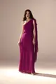 Vestido Festa Um Ombro Chiffon Plissado Detalhe Torcido