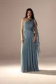 Vestido Festa Um Ombro Chiffon Plissado Detalhe Torcido