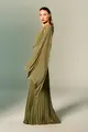Vestido Festa Um Ombro Chiffon Plissado Detalhe Torcido
