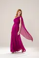 Vestido Festa Um Ombro Chiffon Plissado Detalhe Torcido