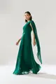 Vestido Festa Um Ombro Chiffon Plissado Detalhe Torcido