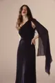 Vestido Festa Um Ombro Chiffon Plissado Detalhe Torcido