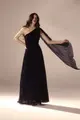 Vestido Festa Um Ombro Chiffon Plissado Detalhe Torcido