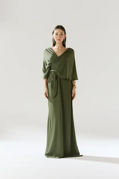 Vestido Festa Decote Transpassado Com Amarração