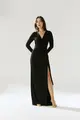 Vestido Mangas Longas Drapeados Jersey