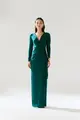 Vestido Mangas Longas Drapeados Jersey