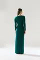Vestido Mangas Longas Drapeados Jersey