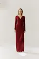 Vestido Mangas Longas Drapeados Jersey
