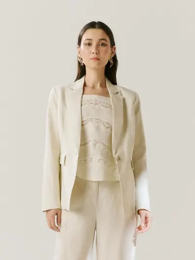 Blazer Linho Com Bolsos