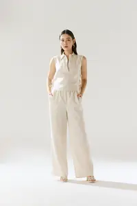 Calça Pantalona Linho Elástico Cós