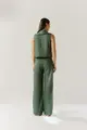 Calça Pantalona Linho Com Botões
