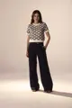 Calça Pantalona Linho Com Botões