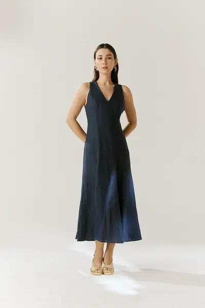 Vestido Linho Decote V