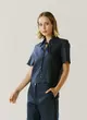 Blusa Linho Mangas Curtas Bordado