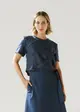 Blusa Linho Com Renda Mangas Curtas