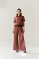 Calça Pantalona Linho Com Renda