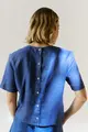 Blusa Linho Detalhe Tricot Botões Costas