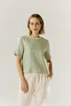 Blusa Linho Detalhe Tricot Botões Costas