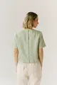 Blusa Linho Detalhe Tricot Botões Costas