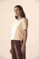 Blusa Linho Detalhe Tricot Botões Costas
