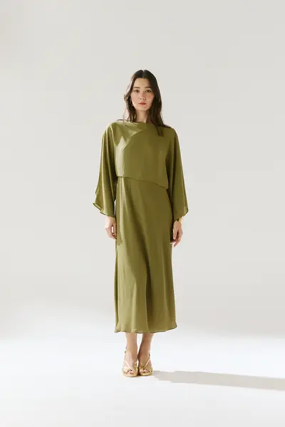 Vestido Um Ombro Sobreposição