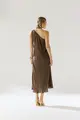 Vestido Um Ombro Sobreposição