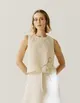 Blusa Linho Detalhe Tricot e Bordado