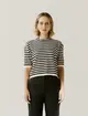 Blusa Tricot Listras Mangas Curtas