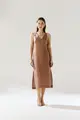 Vestido Linho Detalhe Tricot Fendas Laterais