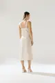 Vestido Linho Detalhe Tricot Fendas Laterais