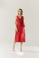 Vestido Linho Detalhe Tricot Fendas Laterais