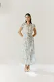 Vestido Chiffon Floral Babados e Franzidos