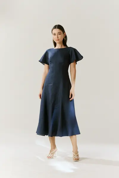 Vestido Linho Mangas Curtas