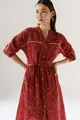 Vestido Algodão Bordado Mangas Longas