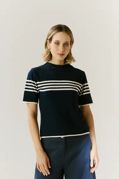 Blusa Tricot Com Listras
