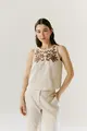 Blusa Linho Bordado Botões Costas