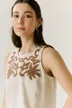 Blusa Linho Bordado Botões Costas
