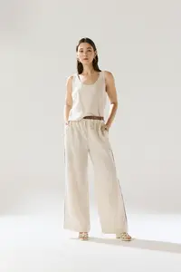 Calça Linho Com Vivos