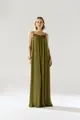 Vestido Chiffon Alças Franzidos Decote