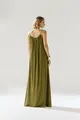 Vestido Chiffon Alças Franzidos Decote