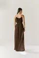 Vestido Chiffon Alças Franzidos Decote