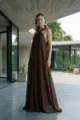 Vestido Festa Alças Com Capa Chiffon