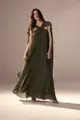 Vestido Festa Alças Com Capa Chiffon