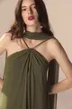 Vestido Festa Alças Com Capa Chiffon